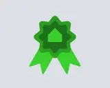 Medalla verde con silueta de casa, símbolo de eficiencia energética para tu certificado energético alquiler.
