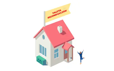 Casa con cartel "Tacita Reconducción". Una persona salta de alegría al lado.