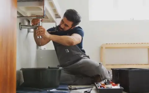 Fontanero arregla un grifo con fugas, un ejemplo de jurisprudencia sobre pequeñas reparaciones de alquiler.