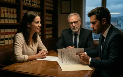 Abogados discuten un borrador de burofax, revisando el artículo 11 de la LAU en un despacho con estanterías llenas de libros legales.